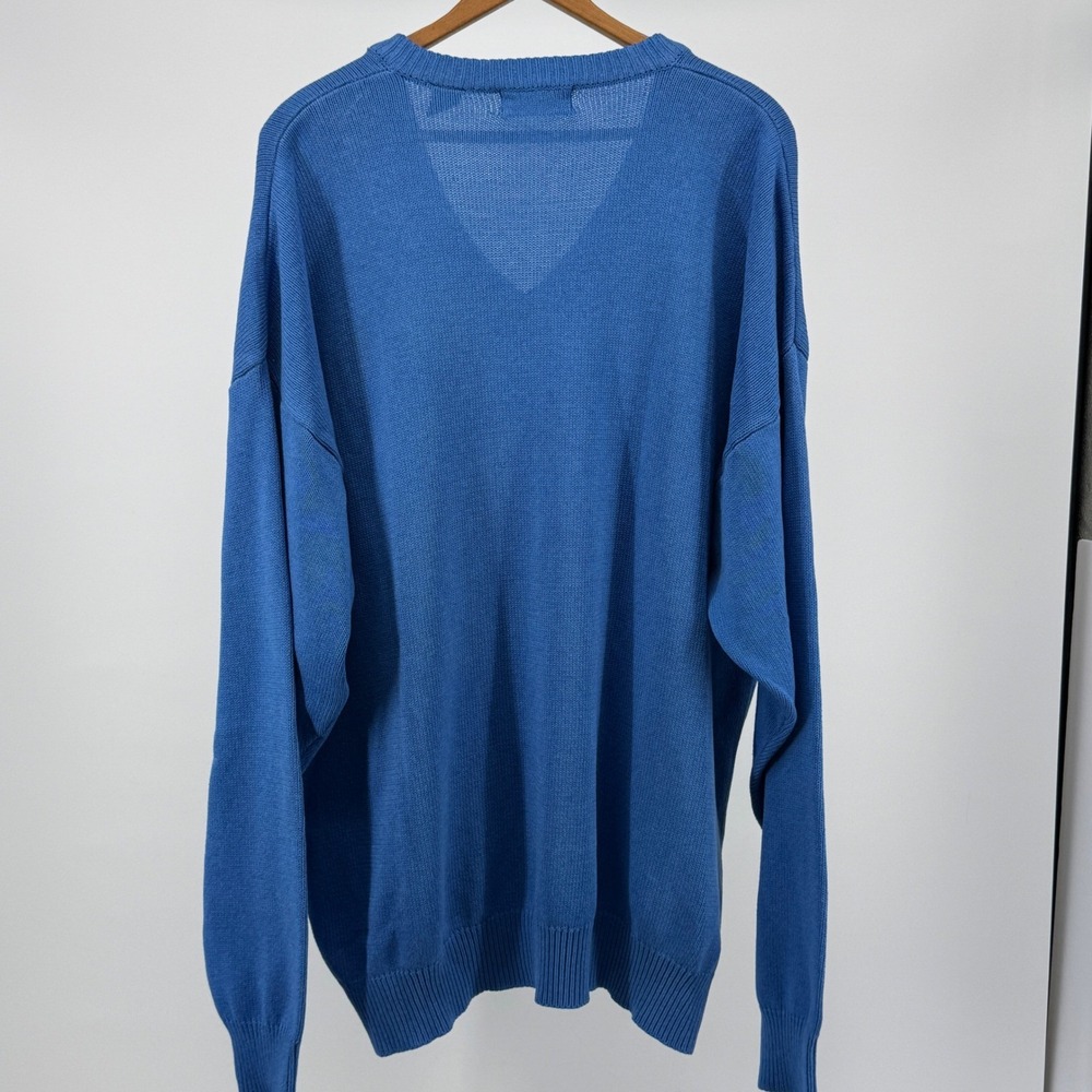 Vintage‎ Aureus Mens Blue Pullover V-Neck Knit Sweater Cotton Blend Size XL - Picture 2 of 10